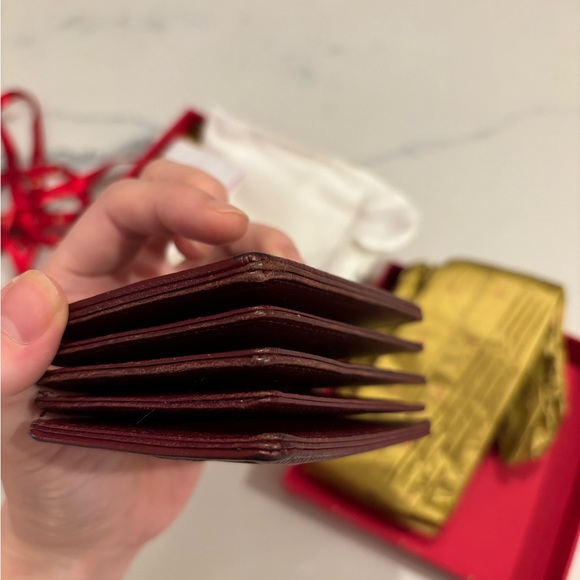 DIOR Authentic Burgundy Calfskin Leather Diorama Gusset Card Holder - Picture 17 of 17